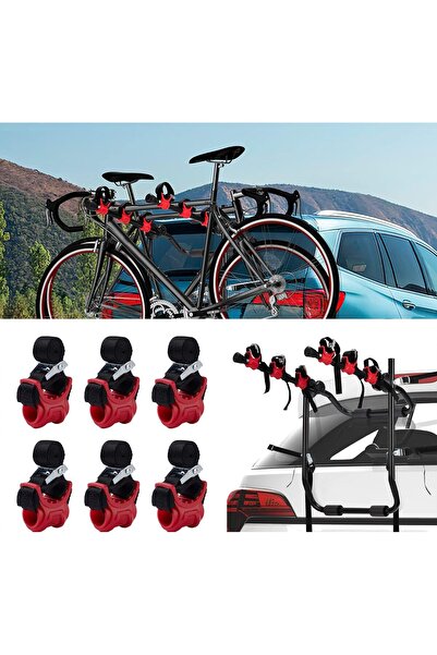 Generic ASENDIWAY 6Pcs Bike Rack Replacement Cradles & Rubber Straps (Red/Black)