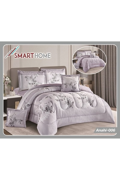 Moon Helena Winter Bedspread Set, 6 Pieces, Velvet on Faux Fur