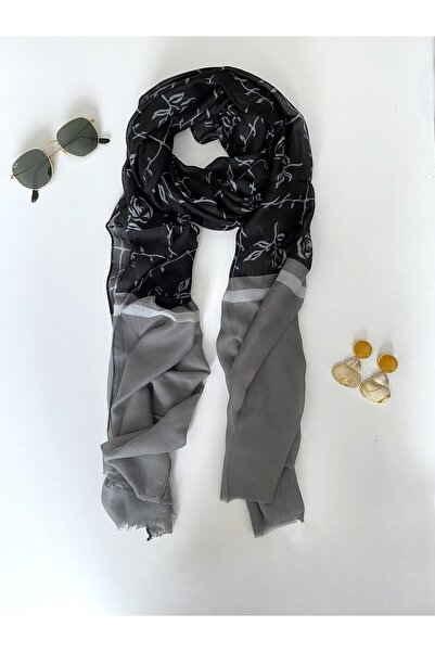 GOX Rose Pattern Double Color Cotton Shawl