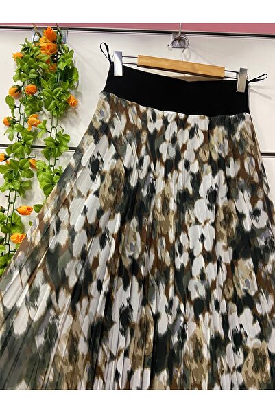 edu collection Patterned Chiffon Bohe Bell Skirt with Lining