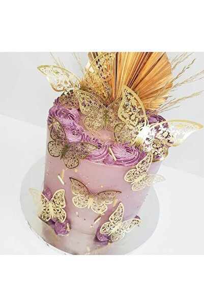 DELPI Set of 14 Cake Decorations – Delpi, Gold Butterflies, Candles, "Happy Birthday", Multicolor