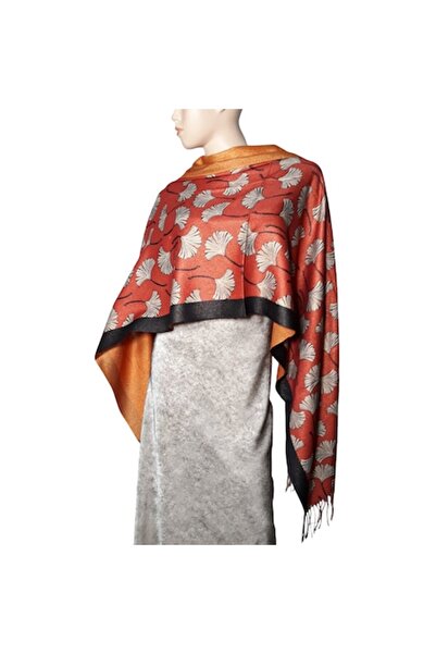 L-line fashion Women's shawl with lurex inserts, reversible, copper brown