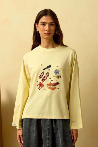 Ceylan Otantik Butter Yellow Basket Printed Basic Body