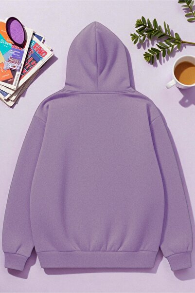 uyguntarz Unisex Sleeping Cat Printed Hooded Sweatshirt