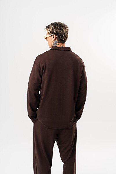 Respire Men's Half-Zip Modal Sweatshirt Brown