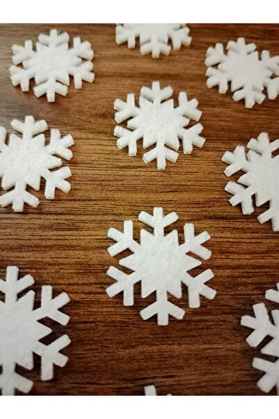 Kabajur Adhesive Felt Snowflake Sticker Set Christmas Ornament – 10 Pieces, 27 mm