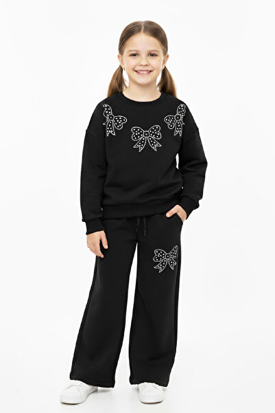 MODANINO Girl's Stone Bow Printed -2 Thread-Top-Bottom Set-5-12 Years Old 12436