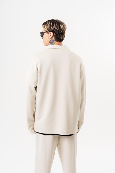 Respire Men's Half Zip Modal Sweatshirt Ecru