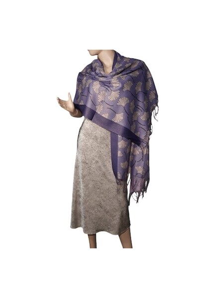 L-line fashion Șal de damă cu inserții lurex, reversibil, violet