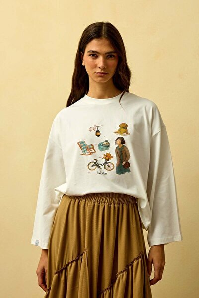 Ceylan Otantik Ecru Bicycle Printed Basic Body