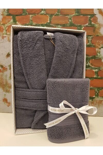 Özdilek Colourist Şalyaka Bathrobe + Head Towel - Anthracite