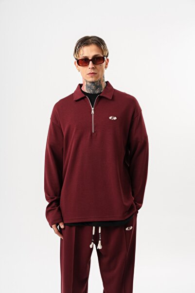 Respire Men's Half Zip Modal Sweatshirt Cherry