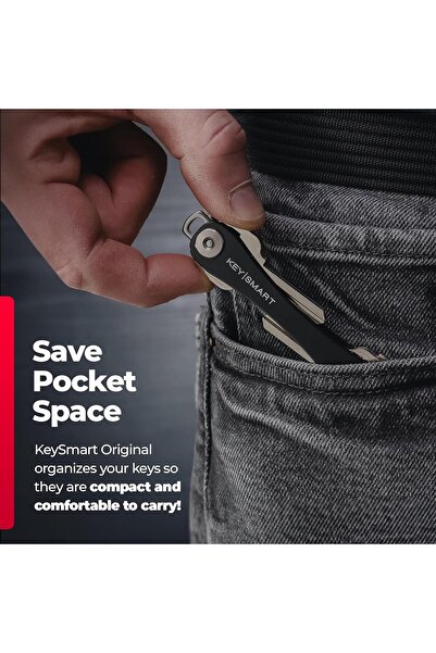 KEYSMART Compact Minimalist Key Holder and Organizer, 14 Keys, Black