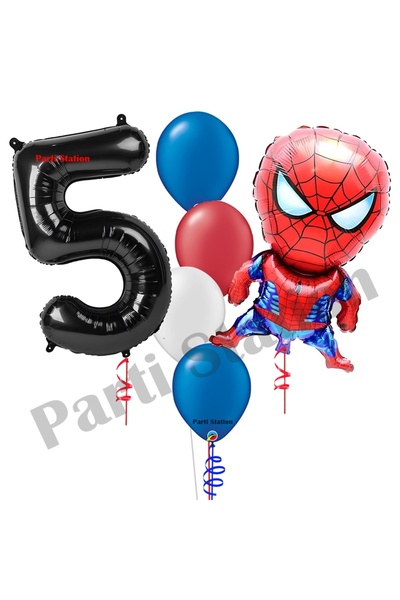 Parti Station Spider-Man 5 Year Old Balloon Set Avengers Spider-Man Concept B...