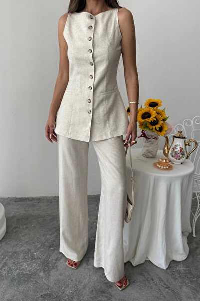 GENCULUS Chain Vest Pants Set Stone