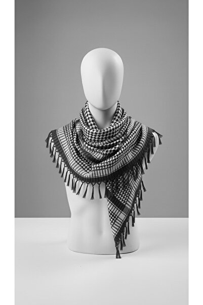 Exve Exclusive Black and White Cotton Soft Woven Shawl Scarf Accessory 90 X 90 cm