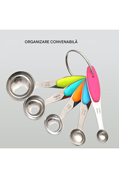 BELLA Bath&Soap Set of 5 graduated spoons,measuring and dosing cups, stainless steel, measures from 1.25ml -15 ml