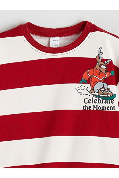 LC Waikiki Lcw Kids Crew Neck Striped Boys' Thick Sweatshirt