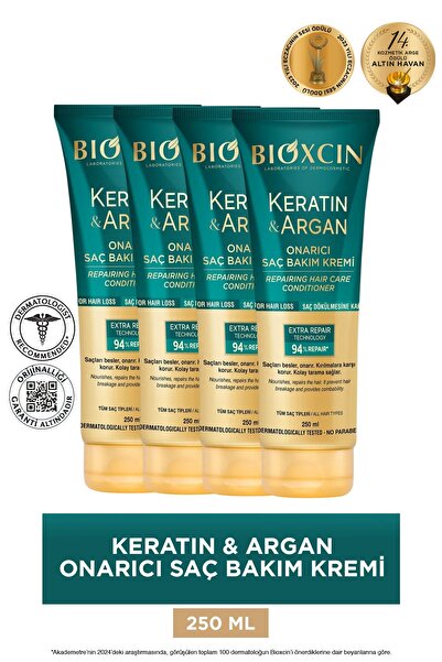 Bioxcin Keratin and Argan Repairing Hair Care Cream 250 ml X 4 Pieces