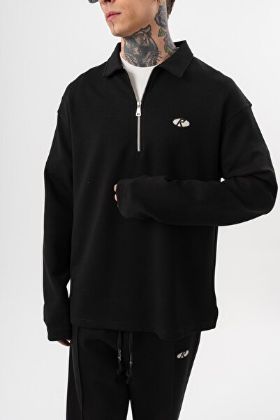 Respire Men's Half Zip Modal Sweatshirt Black