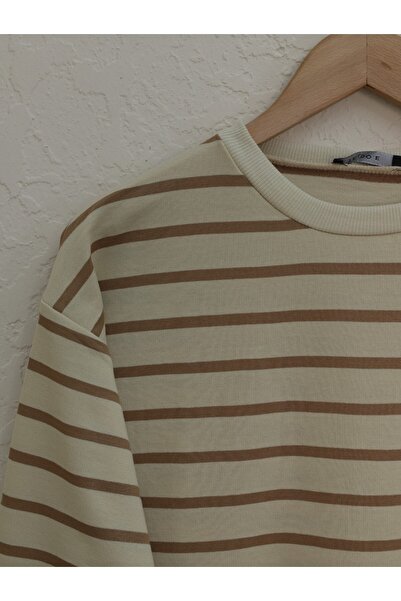 HİJABAYA Ανοιχτό Wortex Sweat με ριγέ μανίκια και ριμπάνα φούστα