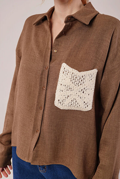 GENCULUS Ethnic Pocket Detailed Brown Shirt