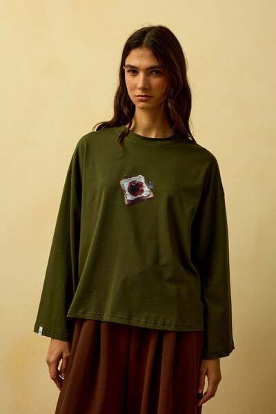 Ceylan Otantik Haki Reçel Printed Basic Body