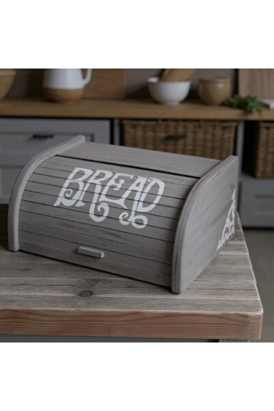 Decoratiuni Vintage Casa Retro Bread box, for bread, hand-painted, gray with white, without chopper, 39 X 18 X 27 cm