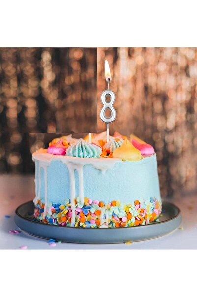Generic شمعة عيد ميلاد سعيد رقم 8 مقاس 2.5 × 4.5 سم