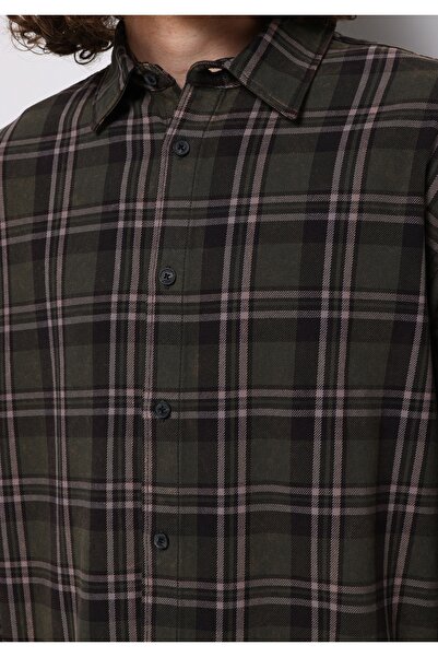 Colin's Comfort Fit Shirt Neck Екологічна чоловіча зелена сорочка з довгими рукавами