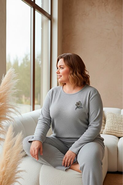 LİLA İÇ GİYİM Battal Raporlu Interlock Long Sleeve Pajama Set