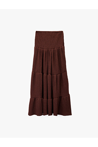 Koton Bürümcük Fabric Layered Gipeli Midi Skirt