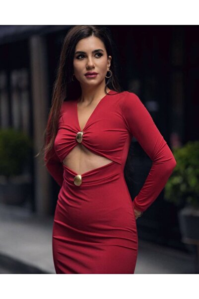 euro click Pre-Lined Maxi Dress with Accessory Details Full Stretch Fabric Sa...