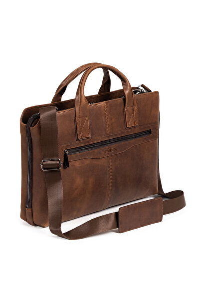 mussen Grandora 100% Genuine Leather 15.6 Inch Laptop Briefcase – 3 Compartments, Pool Zipper