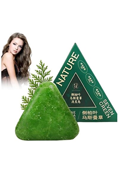 Nature شامبو بار مثلث الطبيعة، صابون الطبيعة السبعة الاخضر ، يهدئ ويعزز شعر النساء والرجال 1 قطعه