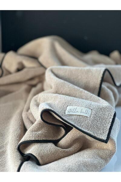 Stella Belli 100% Cotton 90 X 150 cm Bath Towel | Hotel | Soura | Edge Black Special Embroidered