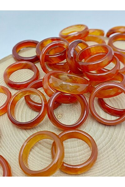 Yasamtohumu Agate Stone Ring – Honey Brown Variegated – Faceted Cut – 6mm Thickness (59910)