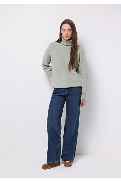 Colin's Regular Fit Turtleneck Plain Women's Green Sweater