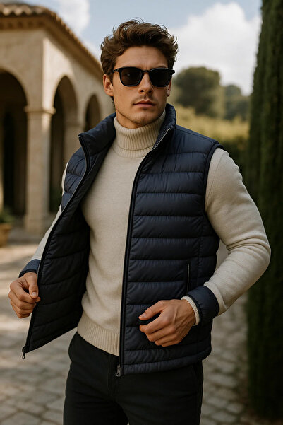 comstar Men's Winter Premium Trend Zippered Smoked Puffer Vest