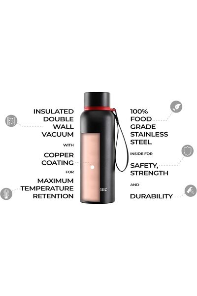 Borosil Trek BT850BLK102 Vacuum Insulated Bottle, Black, 850 ml
