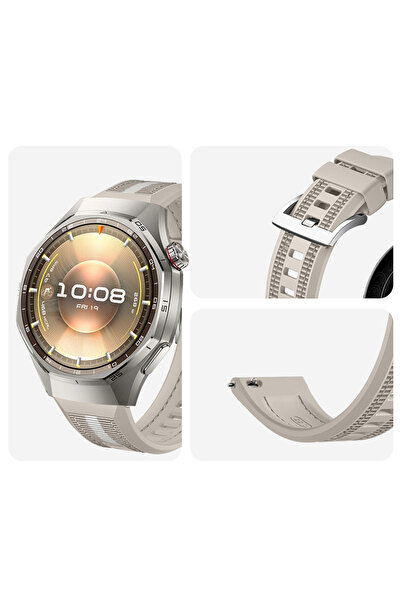 Sneezy Sportstripe Mesh Pattern Silicone Smart Watch Band with Metal Buckle Compatible with Huawei Watch Gt6 Pro 46mm