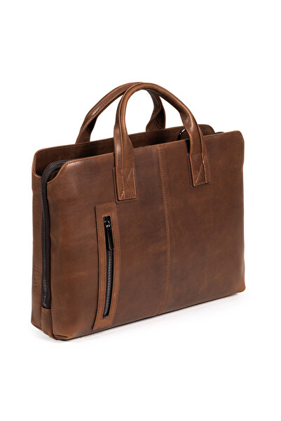 mussen Grandora 100% Genuine Leather 15.6 Inch Laptop Briefcase – 3 Compartments, Pool Zipper