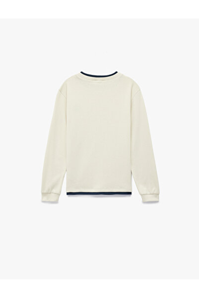 Koton Cotton Crew Neck Embroidered Detail Long Sleeve T-Shirt