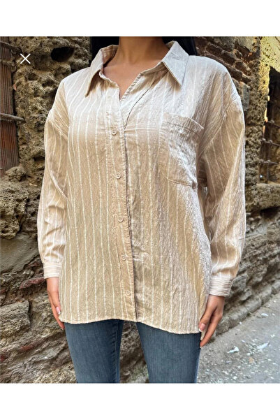 Bisou Oversize çizgili gömlek