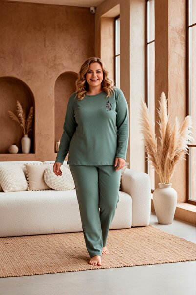 LİLA İÇ GİYİM Battal Raporlu Interlock Long Sleeve Pajama Set