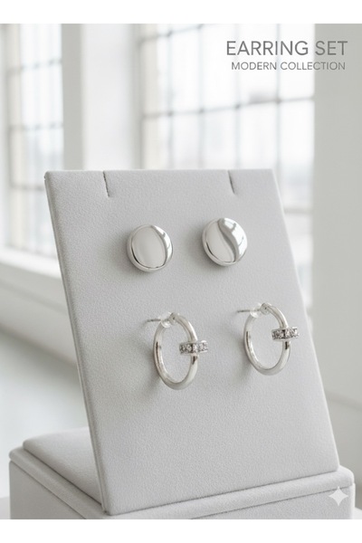 ESEN DESİNG HOME Women's Double Stylish Earring Set