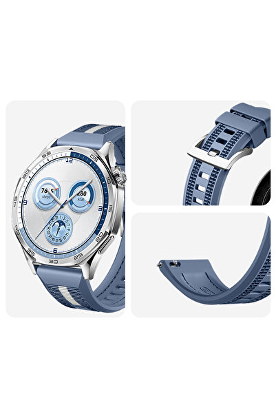 Sneezy Sportstripe Mesh Pattern Metal Buckle Silicone Smart Watch Band Compatible with Huawei Watch Gt5 46mm