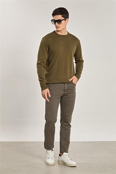 BARRELS AND OIL Men's long sleeve knit sweater - khaki
