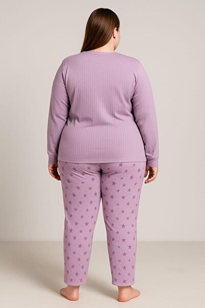 Pemilo Women's 05164 Plus Size Thick Winter Pajama Set Lila