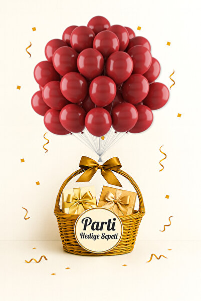 parti hediye sepeti Kırmızı Balon Buketi | Doğum Günü Süsleri & Red Parti Kon...